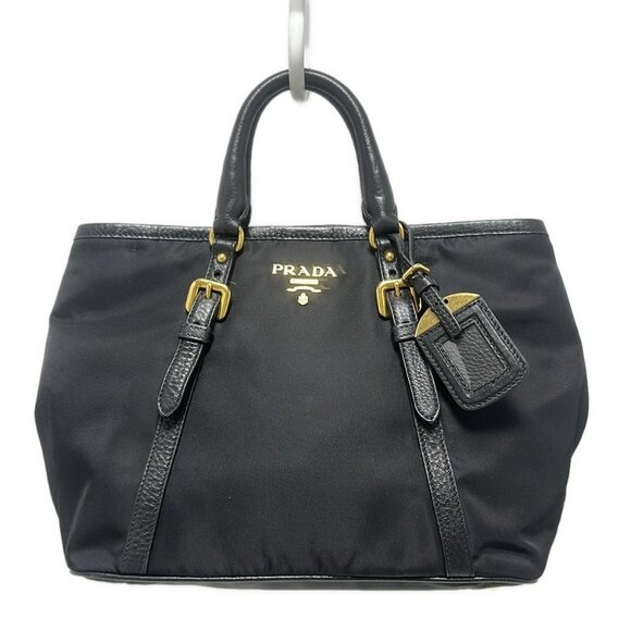 PRADA - Black Nylon Leather Tote Bag 516-080925 - Picture 1 of 9